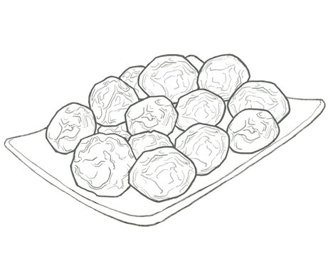 乌梅黑梅线稿手绘插画素材元素
