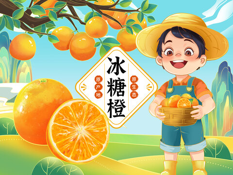 冰糖橙包装插画