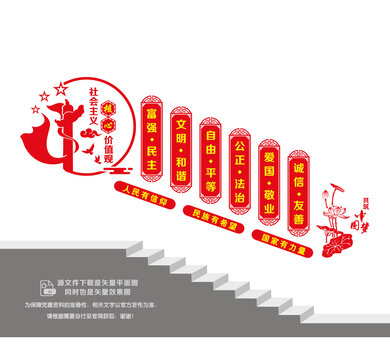 核心价值观楼梯墙