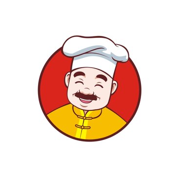 卡通中年厨师头像矢量图