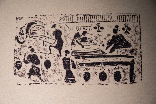 四川新都汉代酿酒画像砖拓片