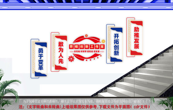 劳模创新工作室楼梯文化墙