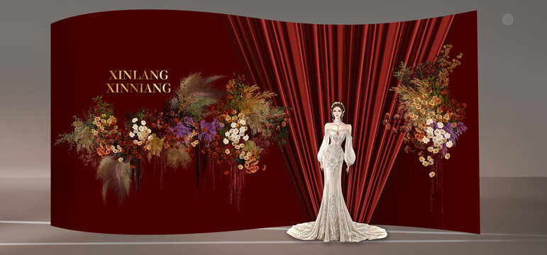 简约布幔婚礼迎宾区
