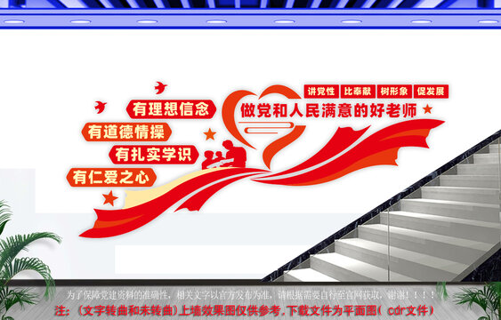 校园党建楼梯文化墙
