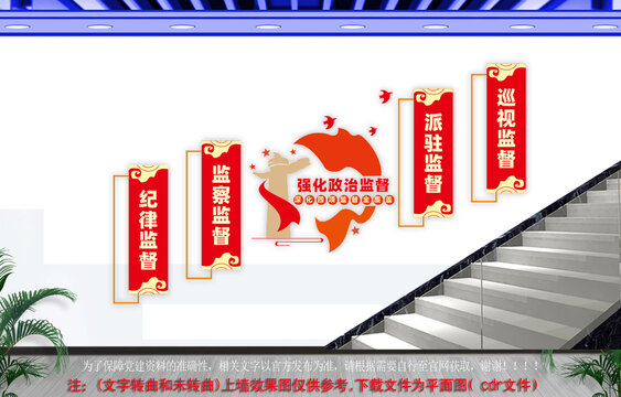 四项监督楼梯文化墙