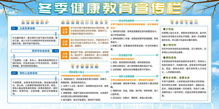 冬季健康教育宣传栏