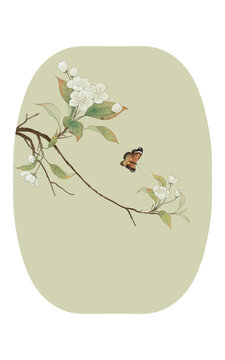 梨花扇面