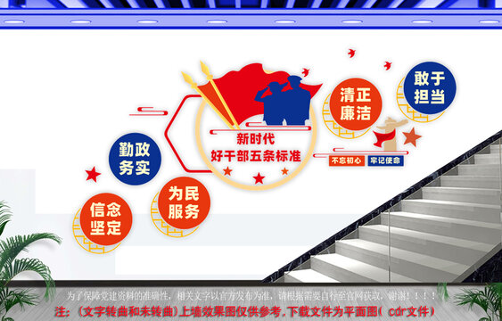 好干部五条标准楼梯文化墙