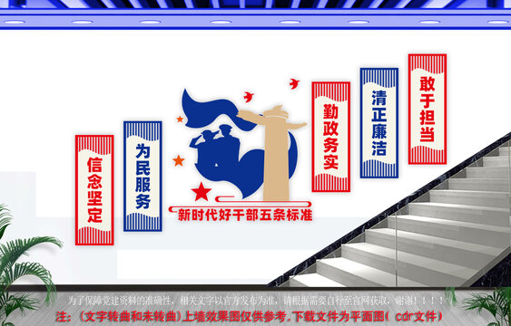 好干部五条标准楼梯文化墙