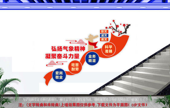 气象局标语楼梯文化墙