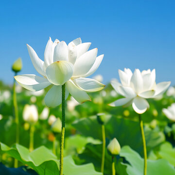 蓝天背景荷花