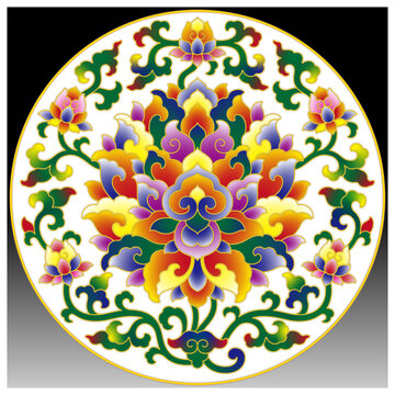 彩绘宝相莲纹