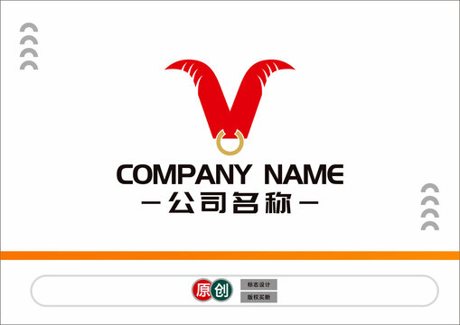 V字母牛头标志