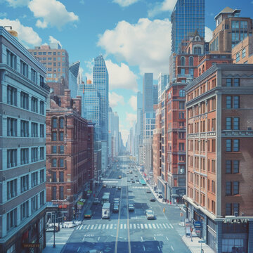 现代都市街道景象图