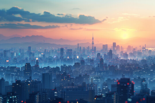 梦幻都市的日出景象