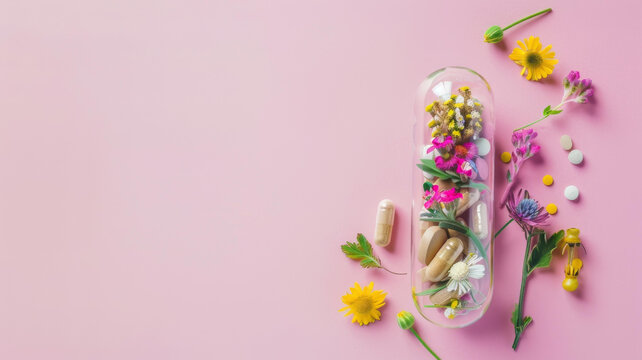 鲜花盛开的胶囊