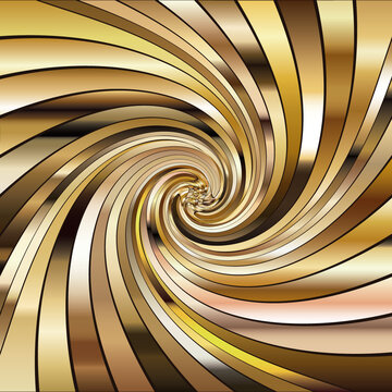 金色漩涡旋转扭曲黄金螺旋线