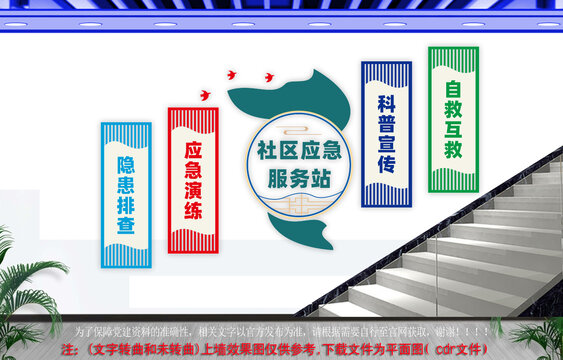 社区应急服务站楼梯文化墙