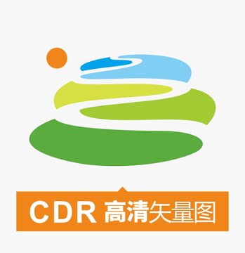 绿色田野阳光LOGO矢量图
