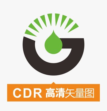 字母G阳光水滴油LOGO矢量图