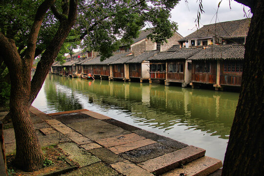 乌镇东栅水乡风景小桥流水人家