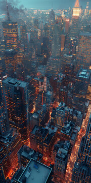 夜色都市全景俯瞰图