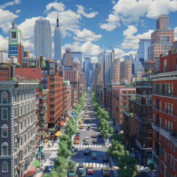 繁华都市街道景象