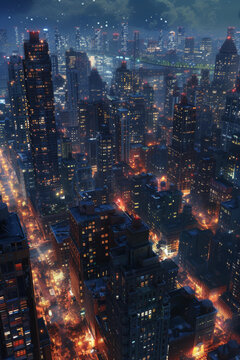 夜间城市全景图