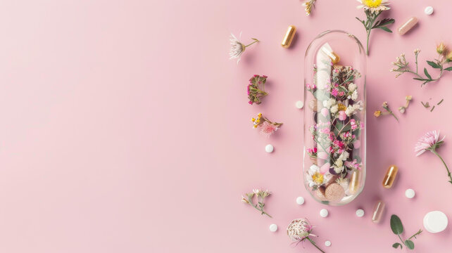 鲜花盛开的胶囊