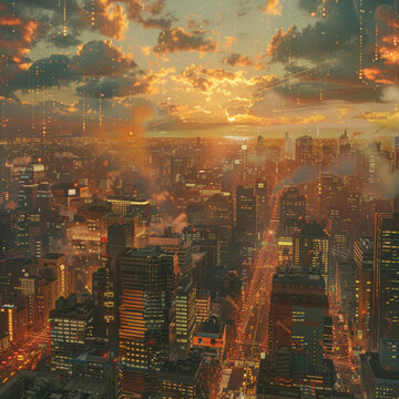 梦幻都市落日景象