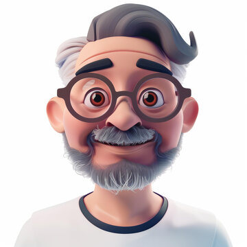 一个快乐的戴着眼镜的白发白胡子老人的肖像
