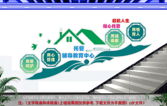 托管辅导教育中心楼梯文化墙