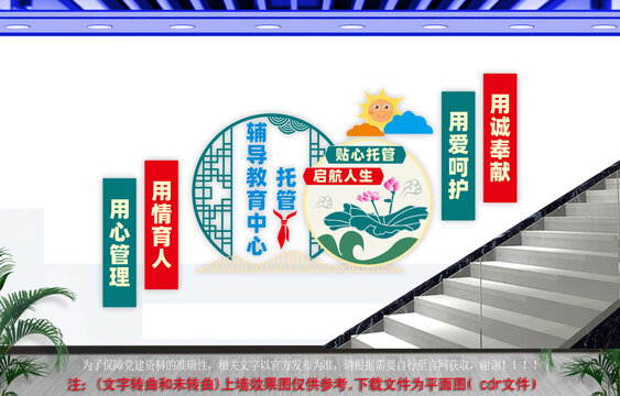 托管辅导教育中心楼梯文化墙