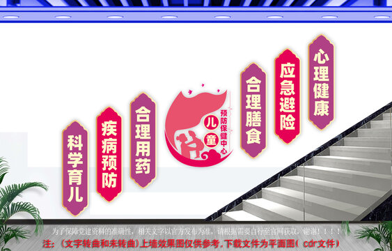 儿童预防保健中心楼梯文化墙