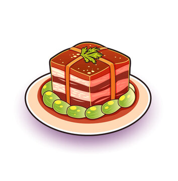 传统美食红烧肉插画