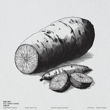 红薯素描版画矢量素材线描薯类番薯红苕