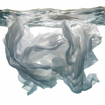 白色布料在水中飘浮