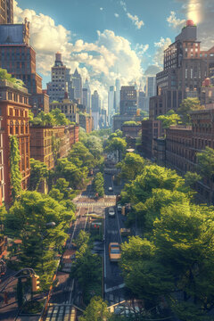未来都市的绿色景象