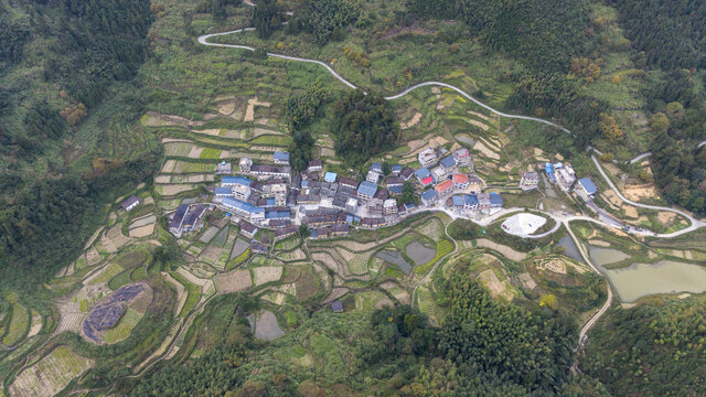 航拍湖南延寿后洞村