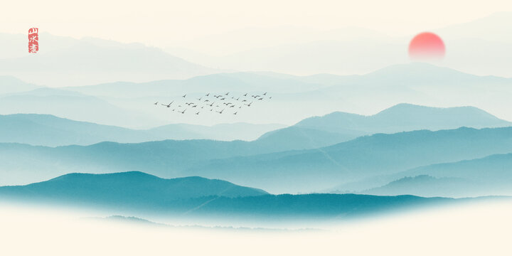 简约客厅玄关山水画