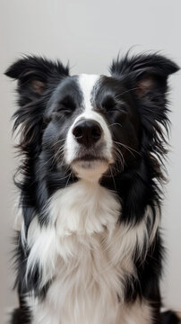 一只闭着眼睛的边境牧羊犬