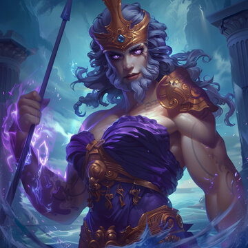 手持三叉戟的希腊海神波塞冬