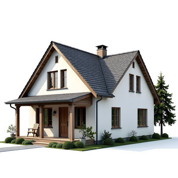 现代白色木结构房屋建筑外观设计