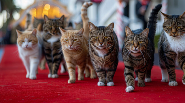 猫在红地毯上
