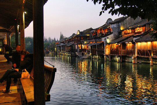 乌镇西栅夜景江南水乡