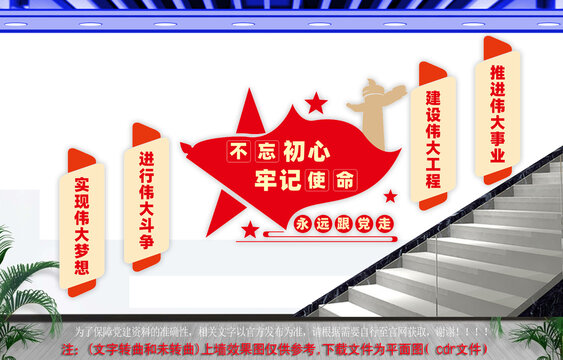 不忘初心牢记使命党建楼道墙