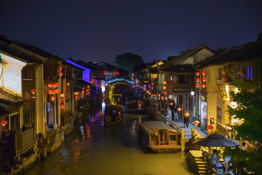 苏州山塘街老街夜景
