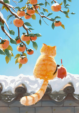 冬天里的橘猫