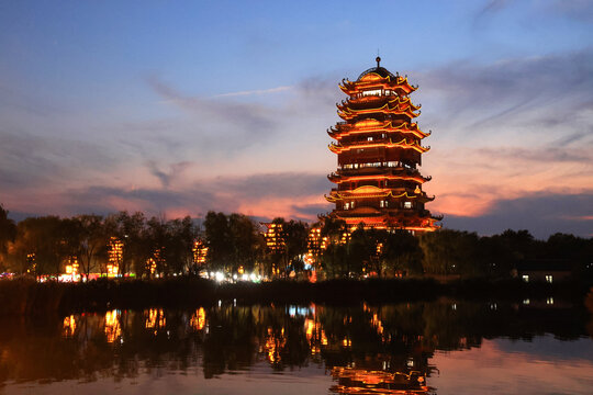 滨州黄河楼夜景