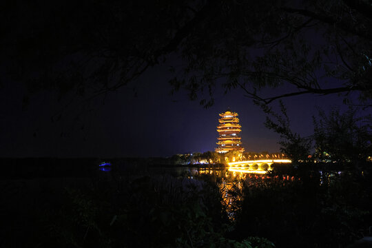 滨州黄河楼夜景